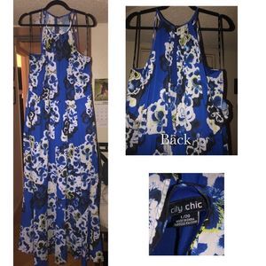 City Chic Halter Flower Print Maxi Dress  in 20W